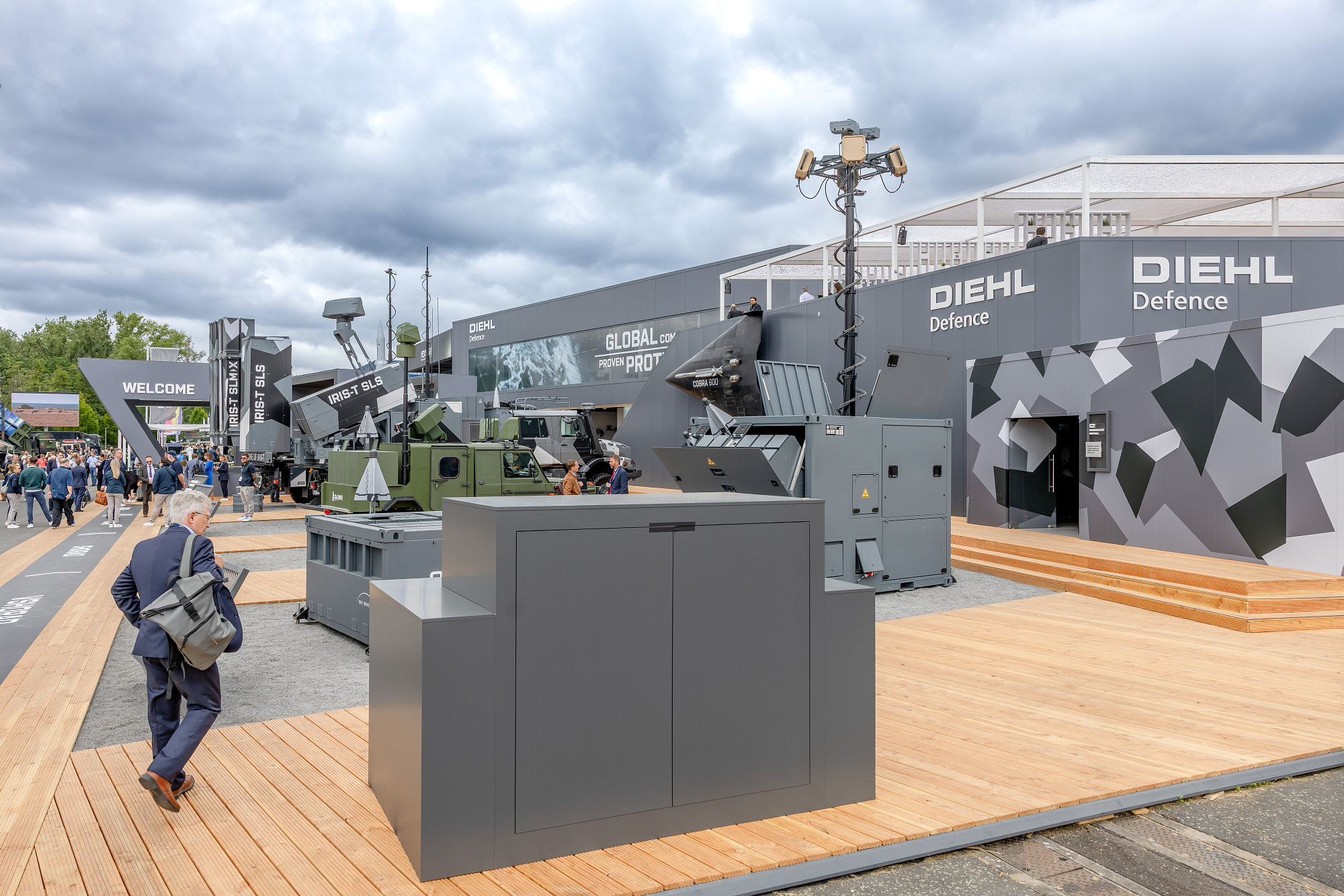 Diehl Defence stand with air defence exhibits in the Defence Park
