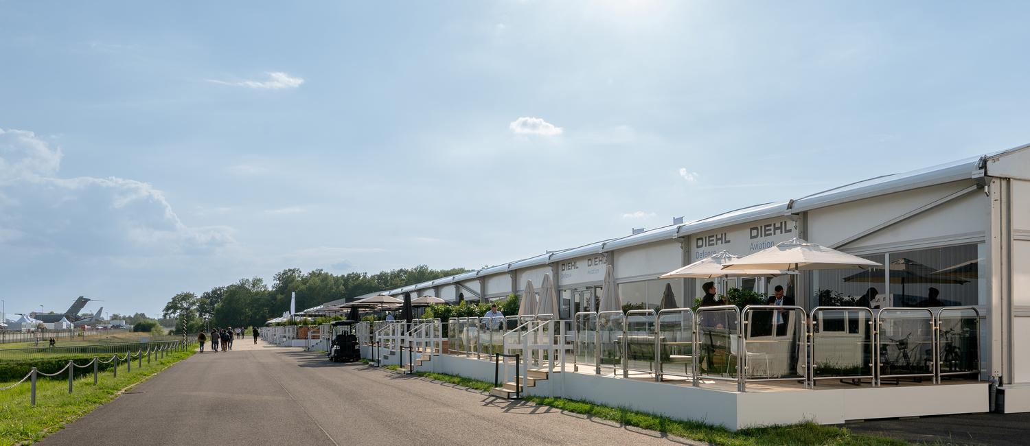 Row of chalets with terraces